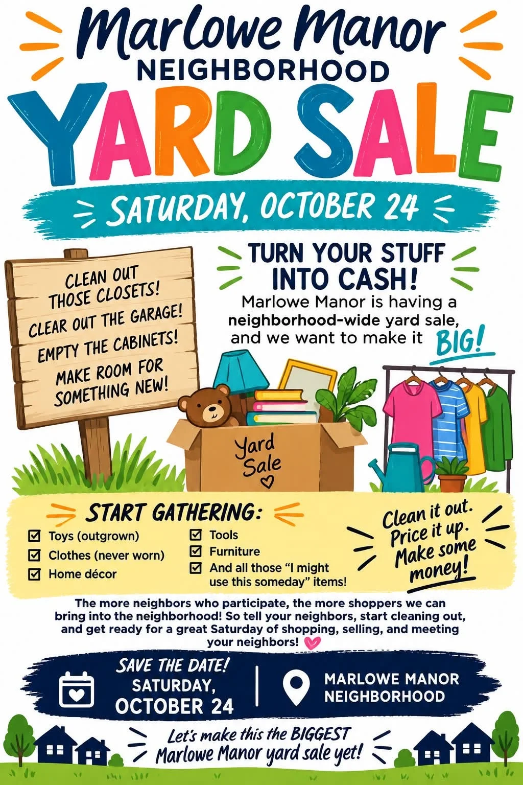 Marlowe Manor Neighborhood Yard Sale Saturday, October 24, 2026 in Little Rock, Arkansas